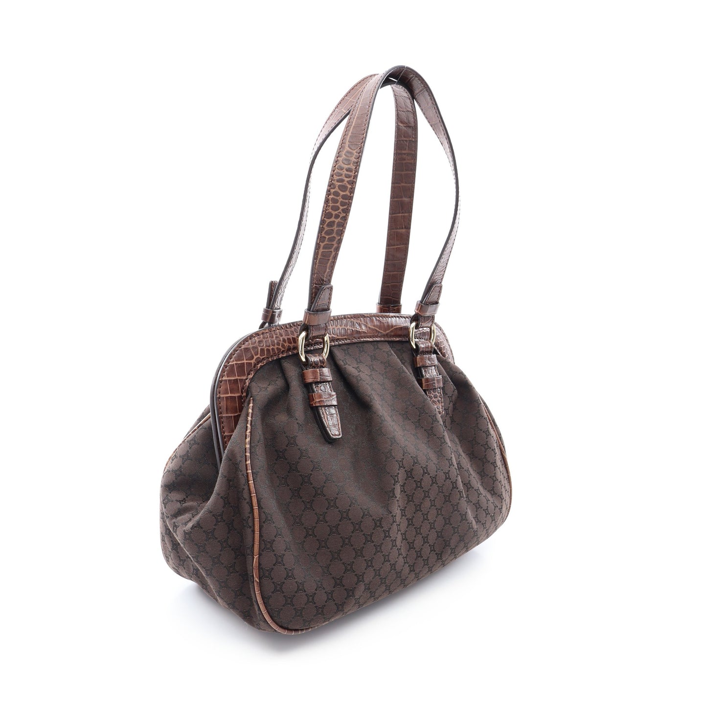 マカダム ショルダーバッグ トートバッグ キャンバス レザー ダークブラウン セリーヌ バッグ CELINE