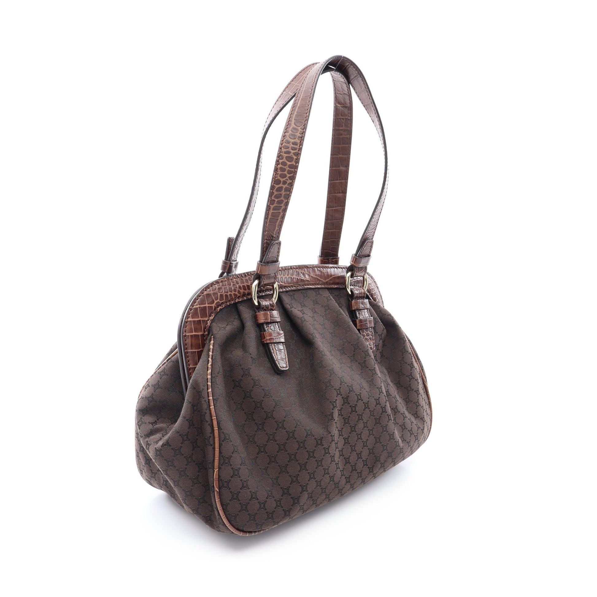 マカダム ショルダーバッグ トートバッグ キャンバス レザー ダークブラウン セリーヌ バッグ CELINE