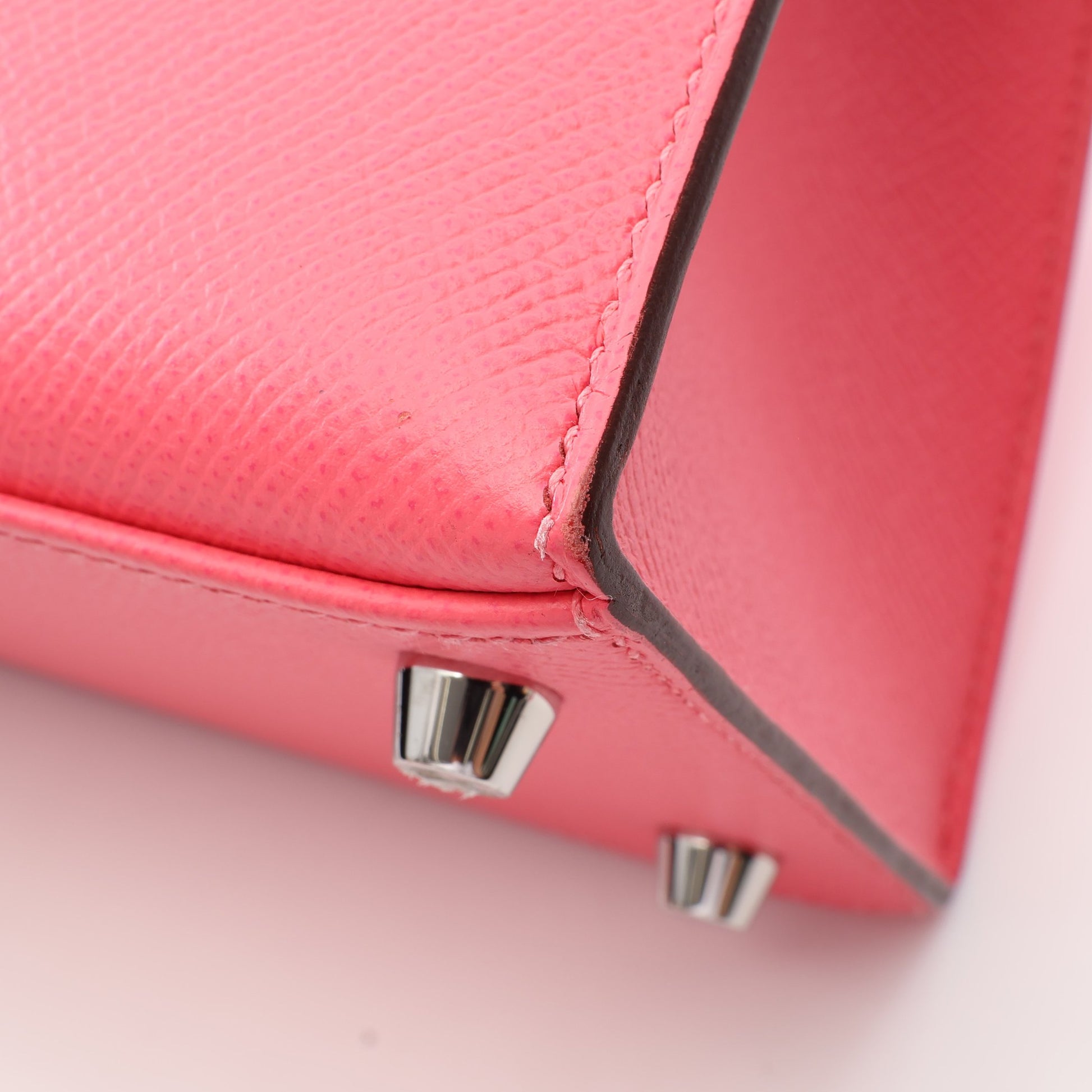 ケリー25 ローズアザレ 2WAY ハンドバッグ ヴォーエプソン ピンク シルバー金具 C刻印 エルメス バッグ HERMES