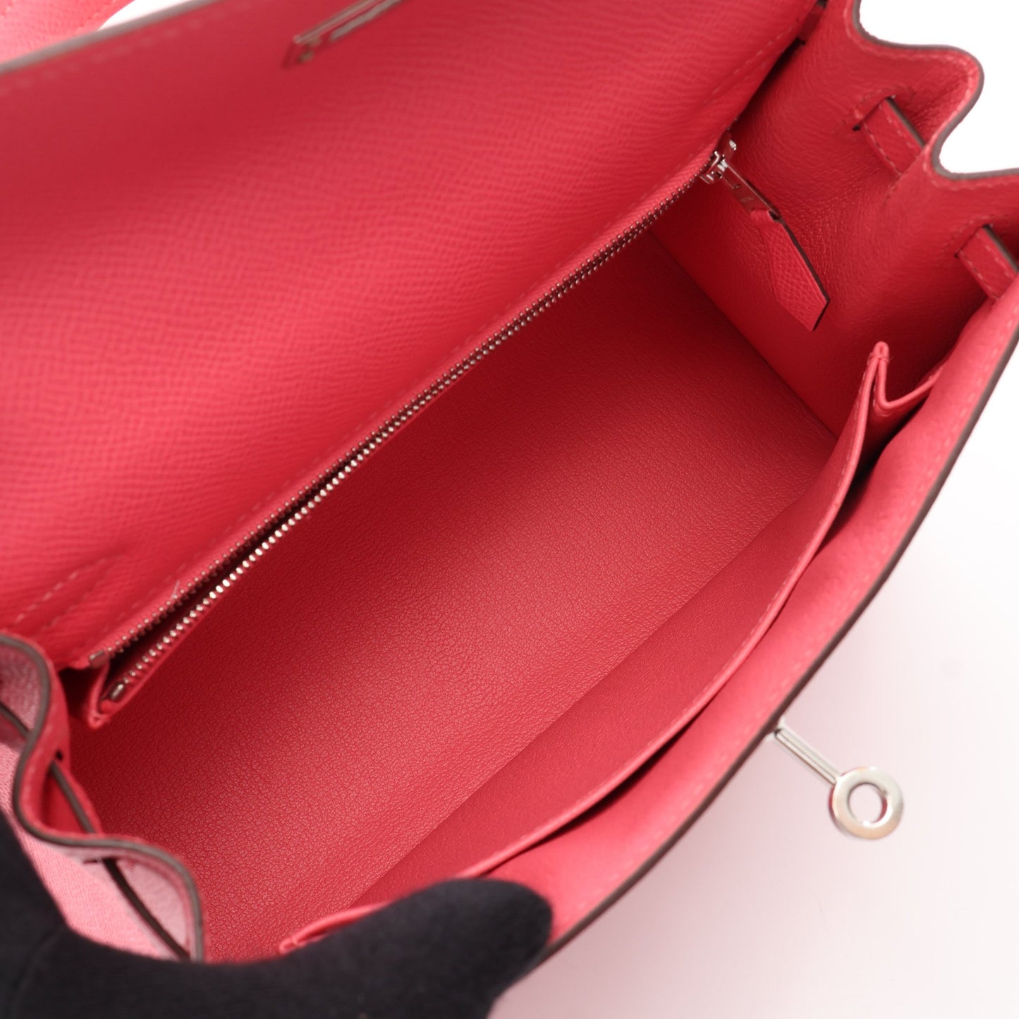 ケリー25 ローズアザレ 2WAY ハンドバッグ ヴォーエプソン ピンク シルバー金具 C刻印 エルメス バッグ HERMES
