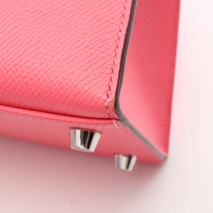 ケリー25 ローズアザレ 2WAY ハンドバッグ ヴォーエプソン ピンク シルバー金具 C刻印 エルメス バッグ HERMES