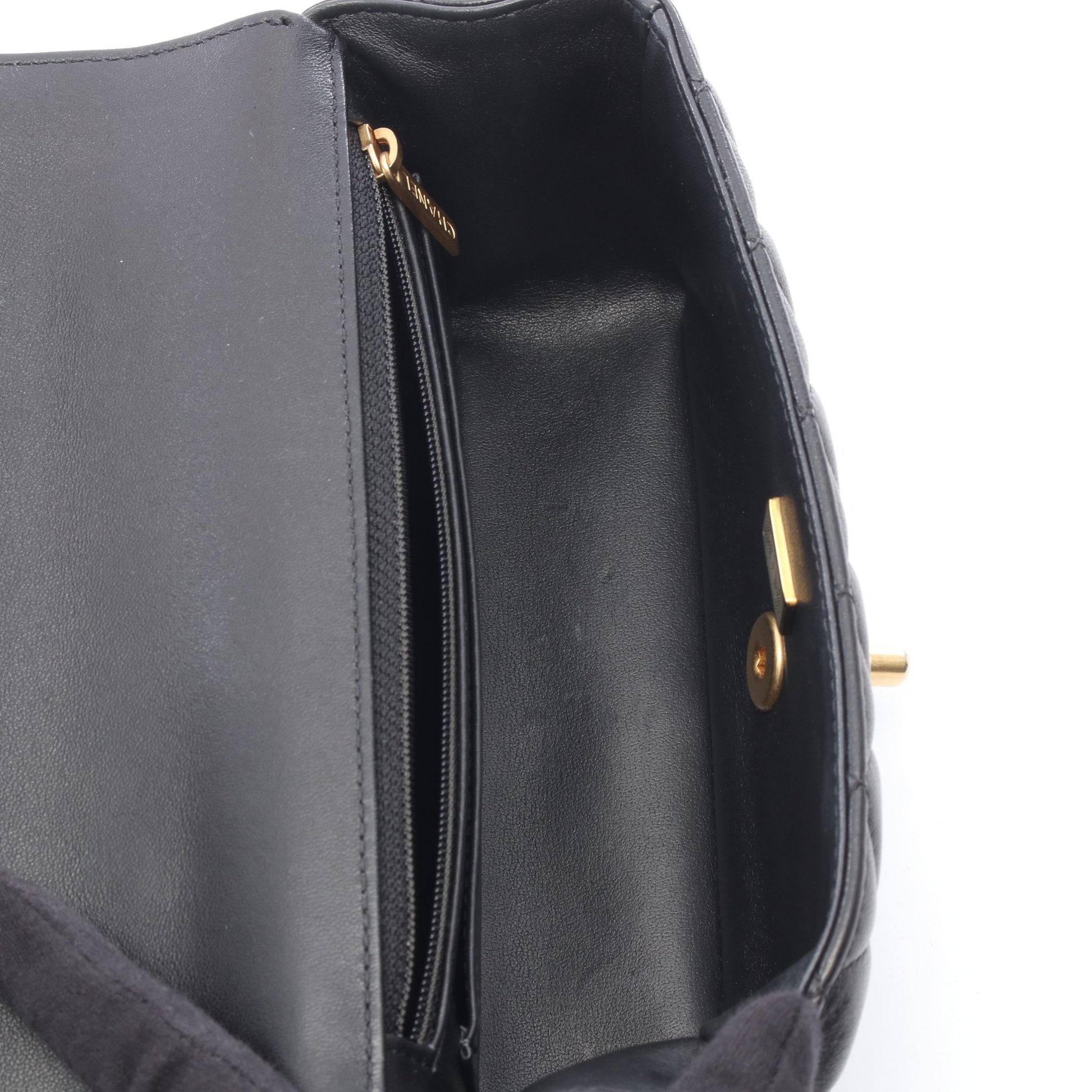 マトラッセ トップハンドル 2WAY チェーンショルダーバッグ ラムスキン ブラック ゴールド金具 シャネル バッグ CHANEL