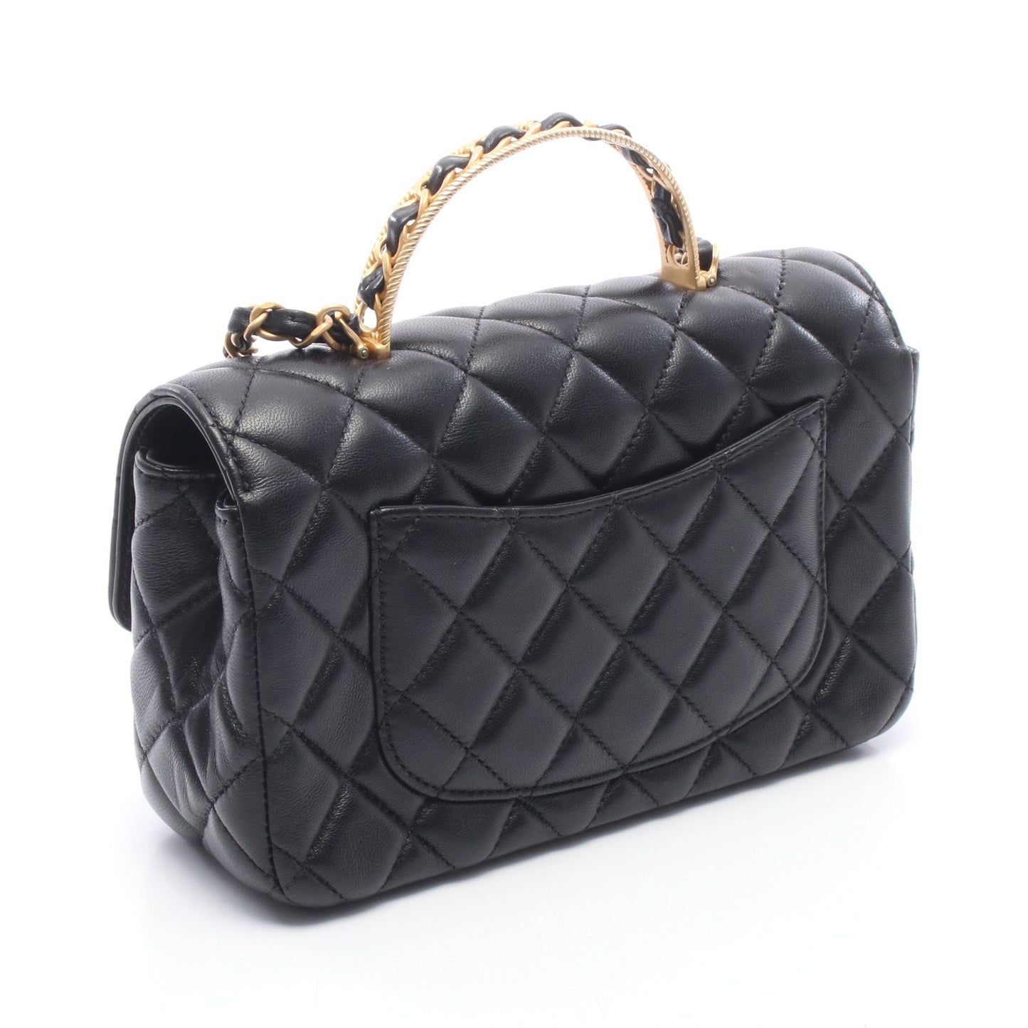 マトラッセ トップハンドル 2WAY チェーンショルダーバッグ ラムスキン ブラック ゴールド金具 シャネル バッグ CHANEL