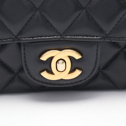 マトラッセ トップハンドル 2WAY チェーンショルダーバッグ ラムスキン ブラック ゴールド金具 シャネル バッグ CHANEL