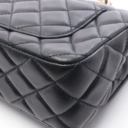 マトラッセ トップハンドル 2WAY チェーンショルダーバッグ ラムスキン ブラック ゴールド金具 シャネル バッグ CHANEL