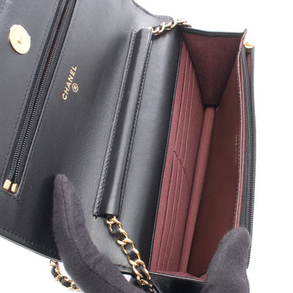 マトラッセ チェーンウォレット ラムスキン ブラック ゴールド金具 シャネル バッグ CHANEL