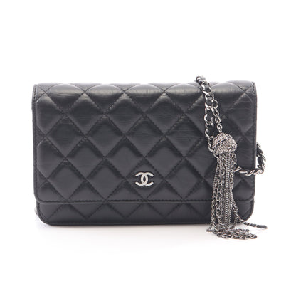 マトラッセ チェーンウォレット レザー ブラック シルバー金具 シャネル バッグ CHANEL