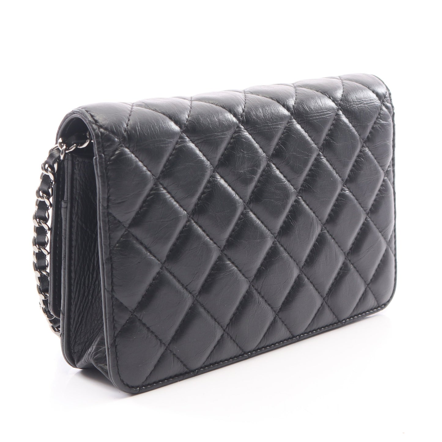 マトラッセ チェーンウォレット レザー ブラック シルバー金具 シャネル バッグ CHANEL