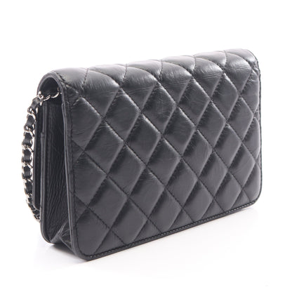 マトラッセ チェーンウォレット レザー ブラック シルバー金具 シャネル バッグ CHANEL