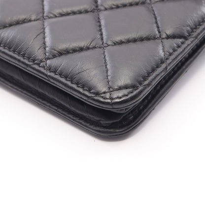 マトラッセ チェーンウォレット レザー ブラック シルバー金具 シャネル バッグ CHANEL
