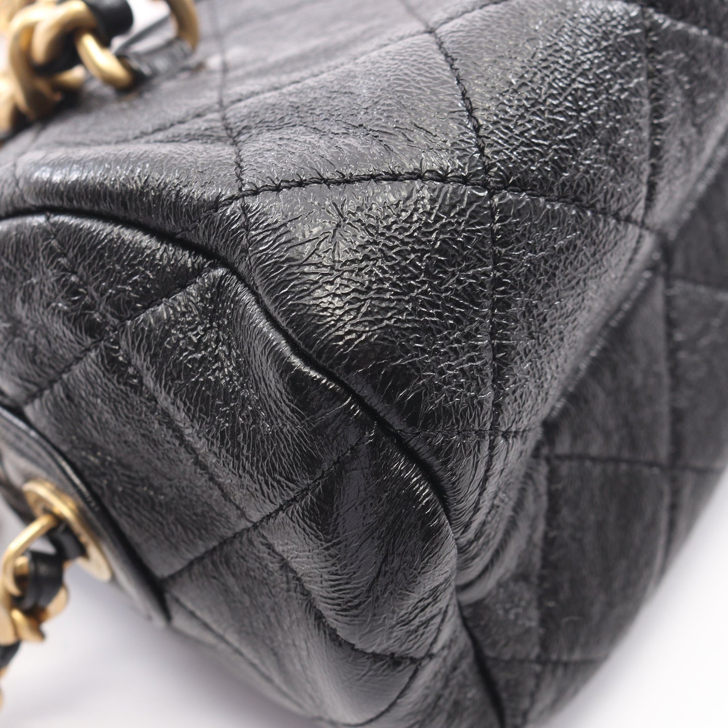 マトラッセ ボーリングバッグ 2WAY チェーンショルダーバッグ レザー ブラック ゴールド金具 シャネル バッグ CHANEL