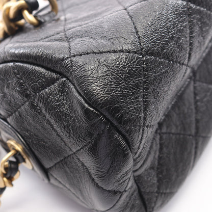 マトラッセ ボーリングバッグ 2WAY チェーンショルダーバッグ レザー ブラック ゴールド金具 シャネル バッグ CHANEL