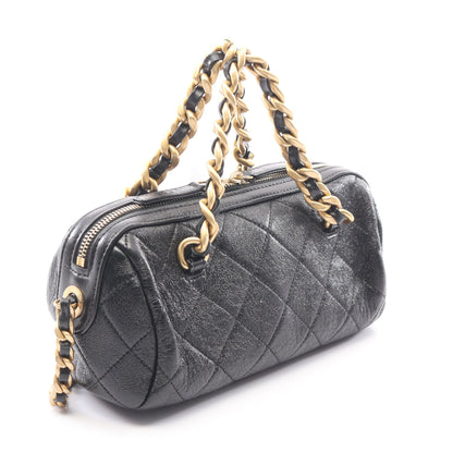 マトラッセ ボーリングバッグ 2WAY チェーンショルダーバッグ レザー ブラック ゴールド金具 シャネル バッグ CHANEL