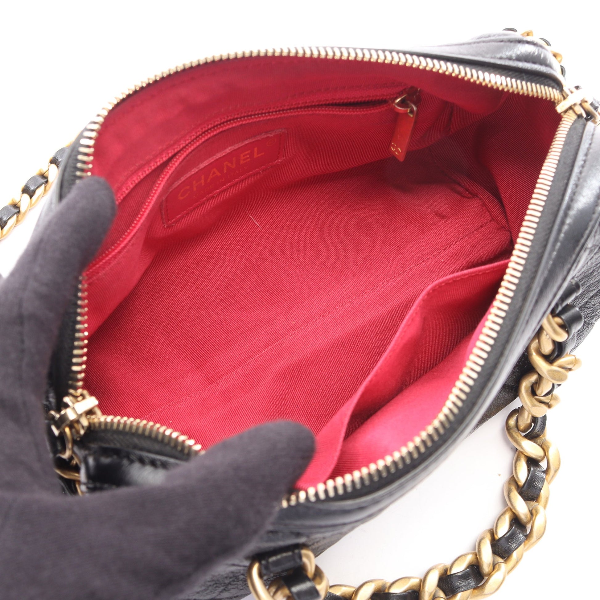マトラッセ ボーリングバッグ 2WAY チェーンショルダーバッグ レザー ブラック ゴールド金具 シャネル バッグ CHANEL