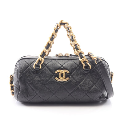 マトラッセ ボーリングバッグ 2WAY チェーンショルダーバッグ レザー ブラック ゴールド金具 シャネル バッグ CHANEL