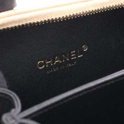 CCフィグリー スモール バニティバッグ 2WAY チェーンショルダーバッグ キャビアスキン レザー ベージュ ブラック ゴールド金具 シャネル バッグ CHANEL