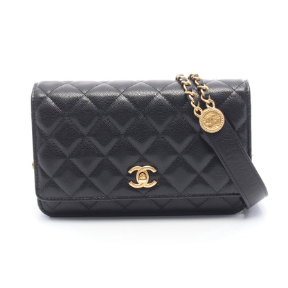 マトラッセ チェーンウォレット キャビアスキン ブラック ゴールド金具 シャネル バッグ CHANEL