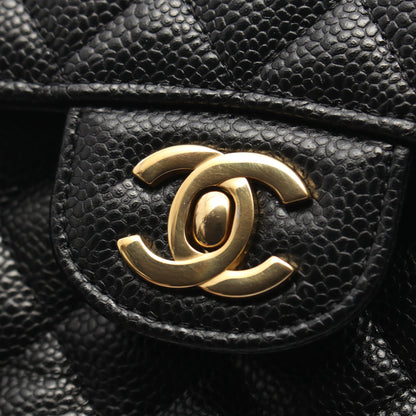 マトラッセ Wフラップ Wチェーンショルダーバッグ キャビアスキン ブラック ゴールド金具 シャネル バッグ CHANEL