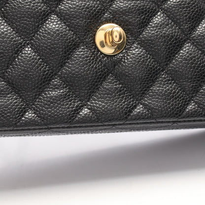 マトラッセ Wフラップ Wチェーンショルダーバッグ キャビアスキン ブラック ゴールド金具 シャネル バッグ CHANEL