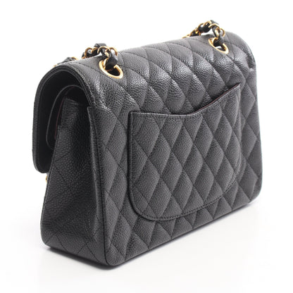 マトラッセ Wフラップ Wチェーンショルダーバッグ キャビアスキン ブラック ゴールド金具 シャネル バッグ CHANEL