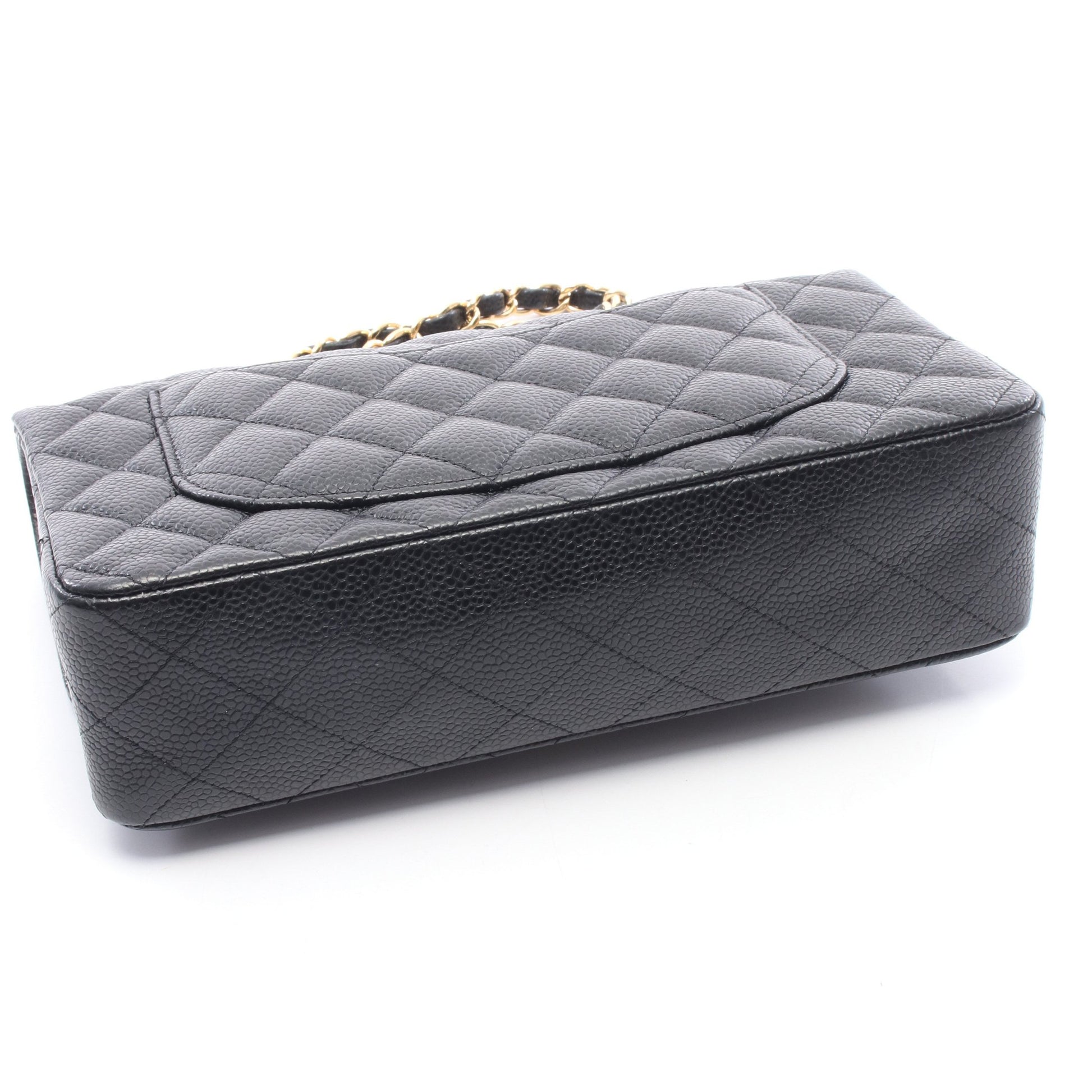 マトラッセ Wフラップ Wチェーンショルダーバッグ キャビアスキン ブラック ゴールド金具 シャネル バッグ CHANEL