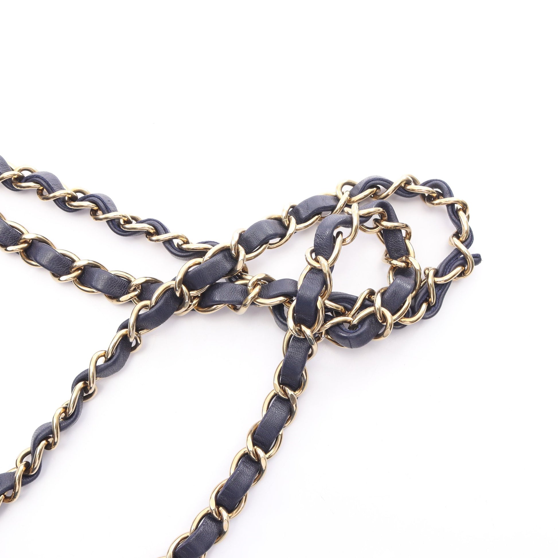 マトラッセ Wフラップ Wチェーンショルダーバッグ ラムスキン ネイビー ゴールド金具 シャネル バッグ CHANEL