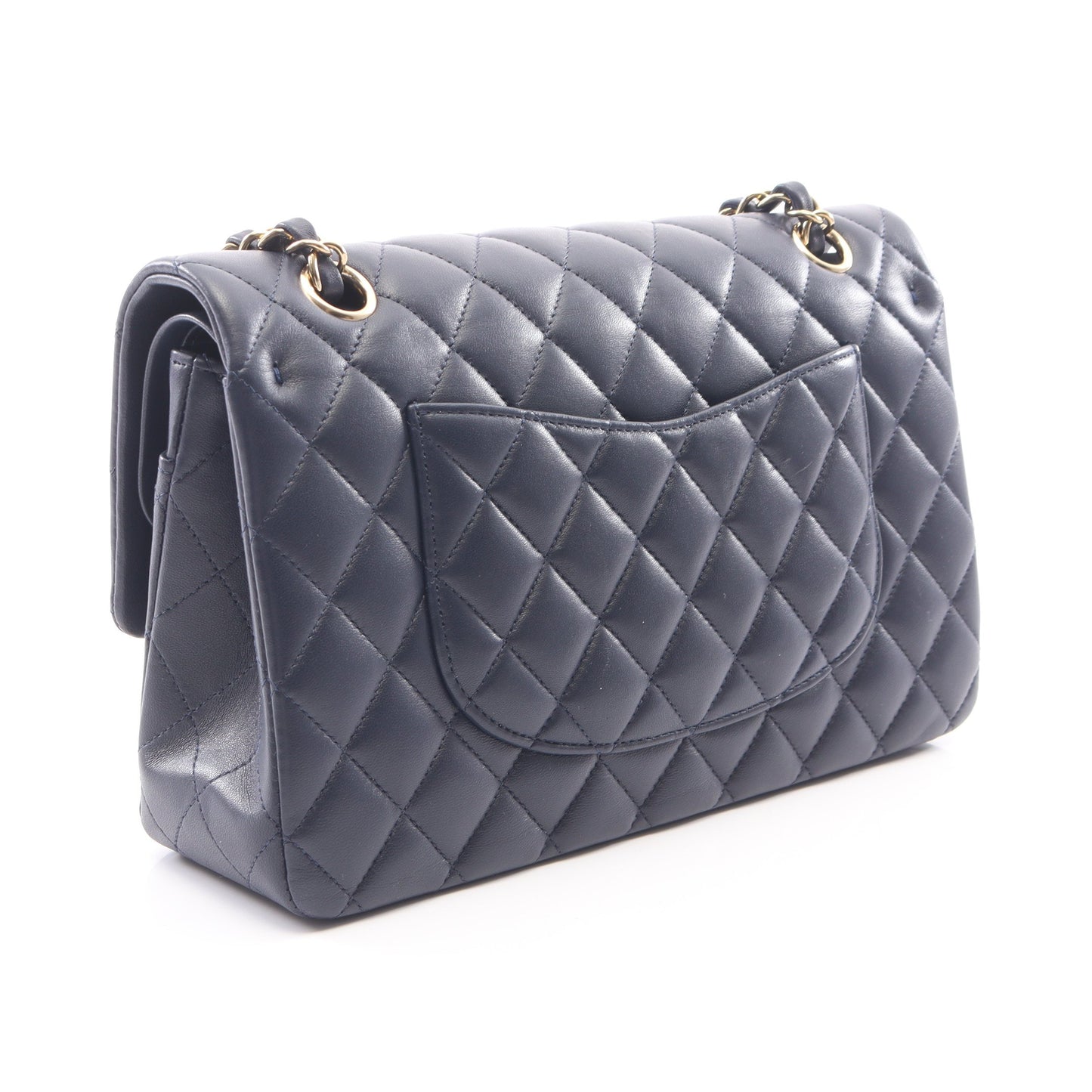 マトラッセ Wフラップ Wチェーンショルダーバッグ ラムスキン ネイビー ゴールド金具 シャネル バッグ CHANEL