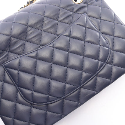 マトラッセ Wフラップ Wチェーンショルダーバッグ ラムスキン ネイビー ゴールド金具 シャネル バッグ CHANEL