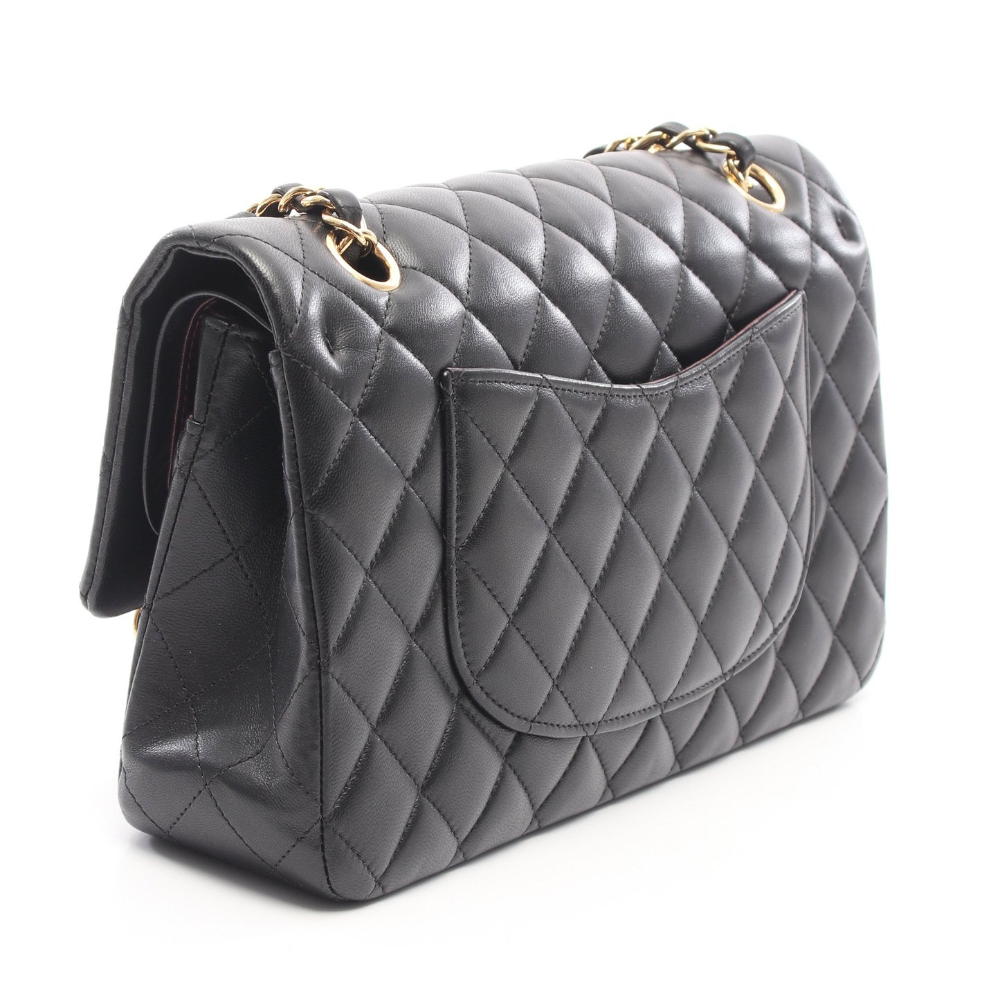 マトラッセ Wフラップ Wチェーンショルダーバッグ ラムスキン ブラック ゴールド金具 シャネル バッグ CHANEL