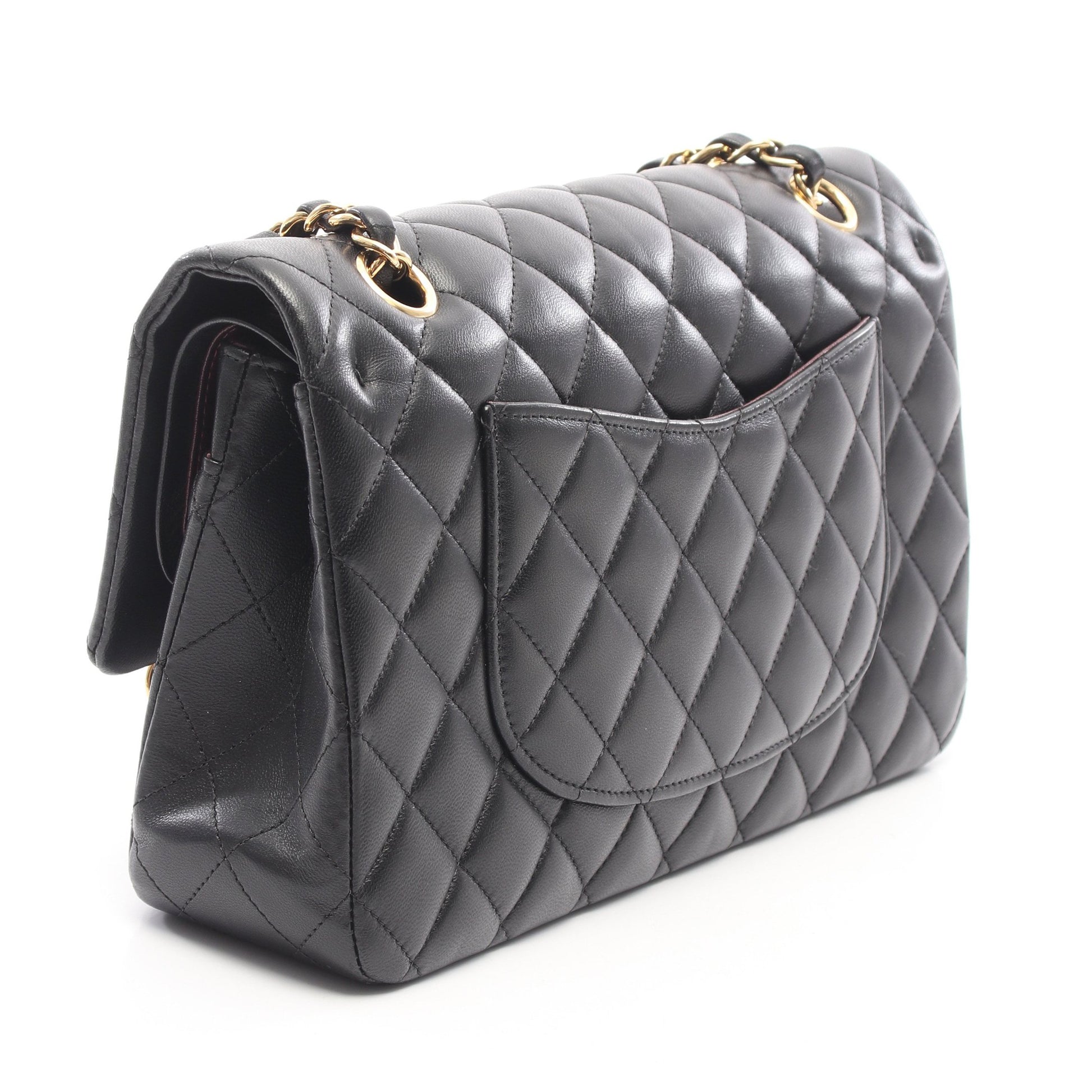 マトラッセ Wフラップ Wチェーンショルダーバッグ ラムスキン ブラック ゴールド金具 シャネル バッグ CHANEL