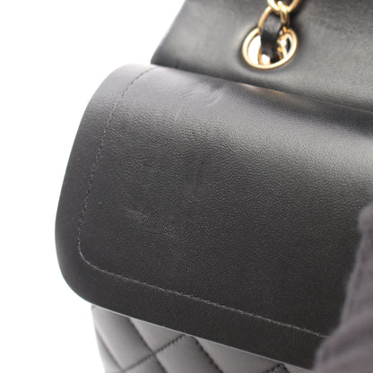 マトラッセ Wフラップ Wチェーンショルダーバッグ ラムスキン ブラック ゴールド金具 シャネル バッグ CHANEL