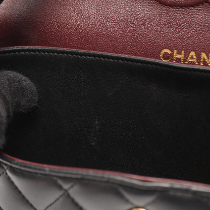 マトラッセ Wフラップ Wチェーンショルダーバッグ ラムスキン ブラック ゴールド金具 シャネル バッグ CHANEL