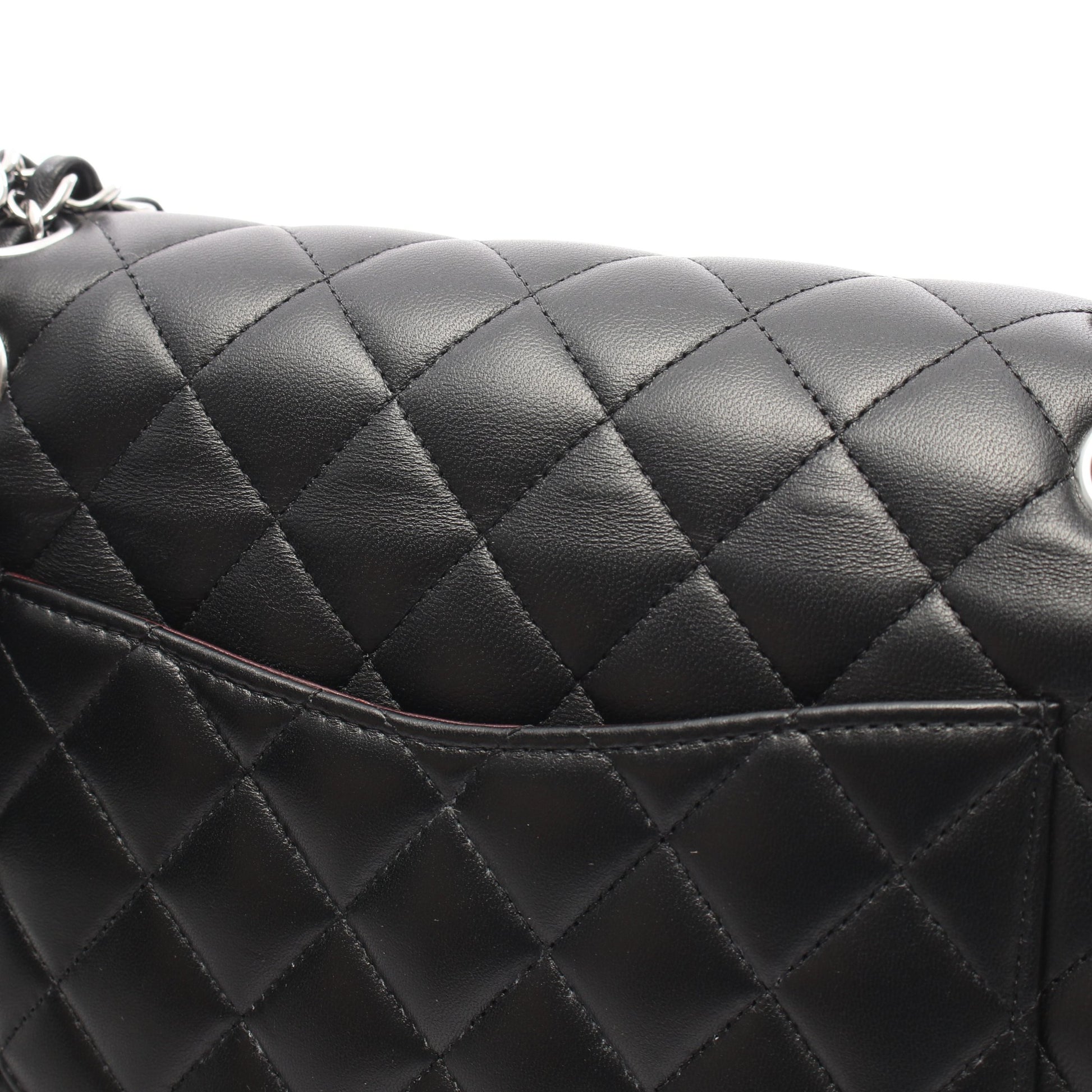 マトラッセ Wフラップ Wチェーンショルダーバッグ ラムスキン ブラック シルバー金具 シャネル バッグ CHANEL