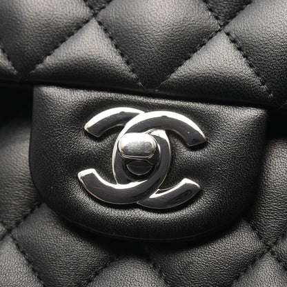 マトラッセ Wフラップ Wチェーンショルダーバッグ ラムスキン ブラック シルバー金具 シャネル バッグ CHANEL