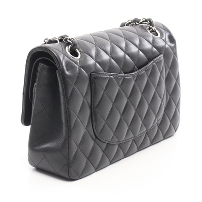 マトラッセ Wフラップ Wチェーンショルダーバッグ ラムスキン ブラック シルバー金具 シャネル バッグ CHANEL