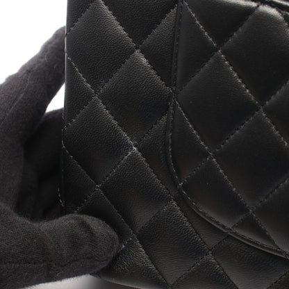 マトラッセ Wフラップ Wチェーンショルダーバッグ ラムスキン ブラック シルバー金具 シャネル バッグ CHANEL