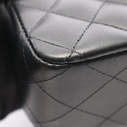 マトラッセ Wフラップ Wチェーンショルダーバッグ ラムスキン ブラック シルバー金具 シャネル バッグ CHANEL