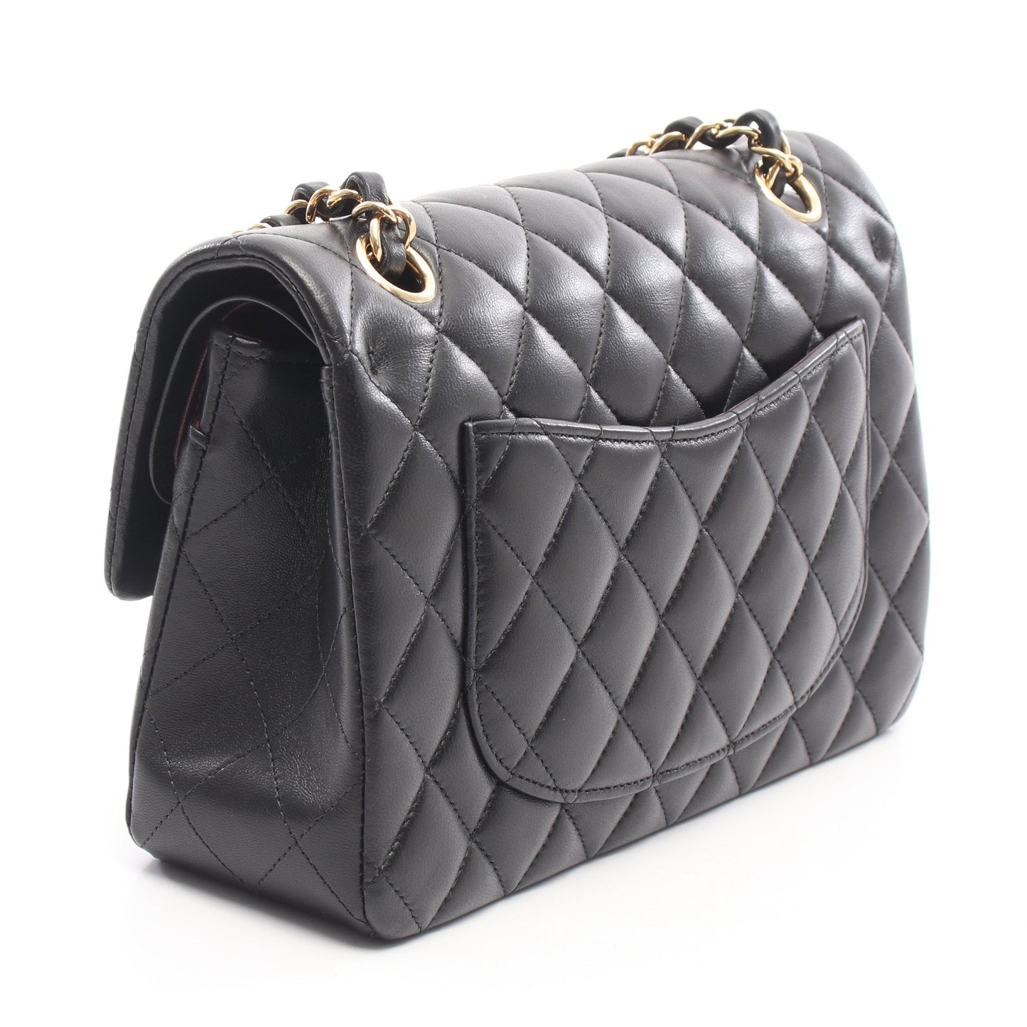 マトラッセ Wフラップ Wチェーンショルダーバッグ ラムスキン ブラック ゴールド金具 シャネル バッグ CHANEL