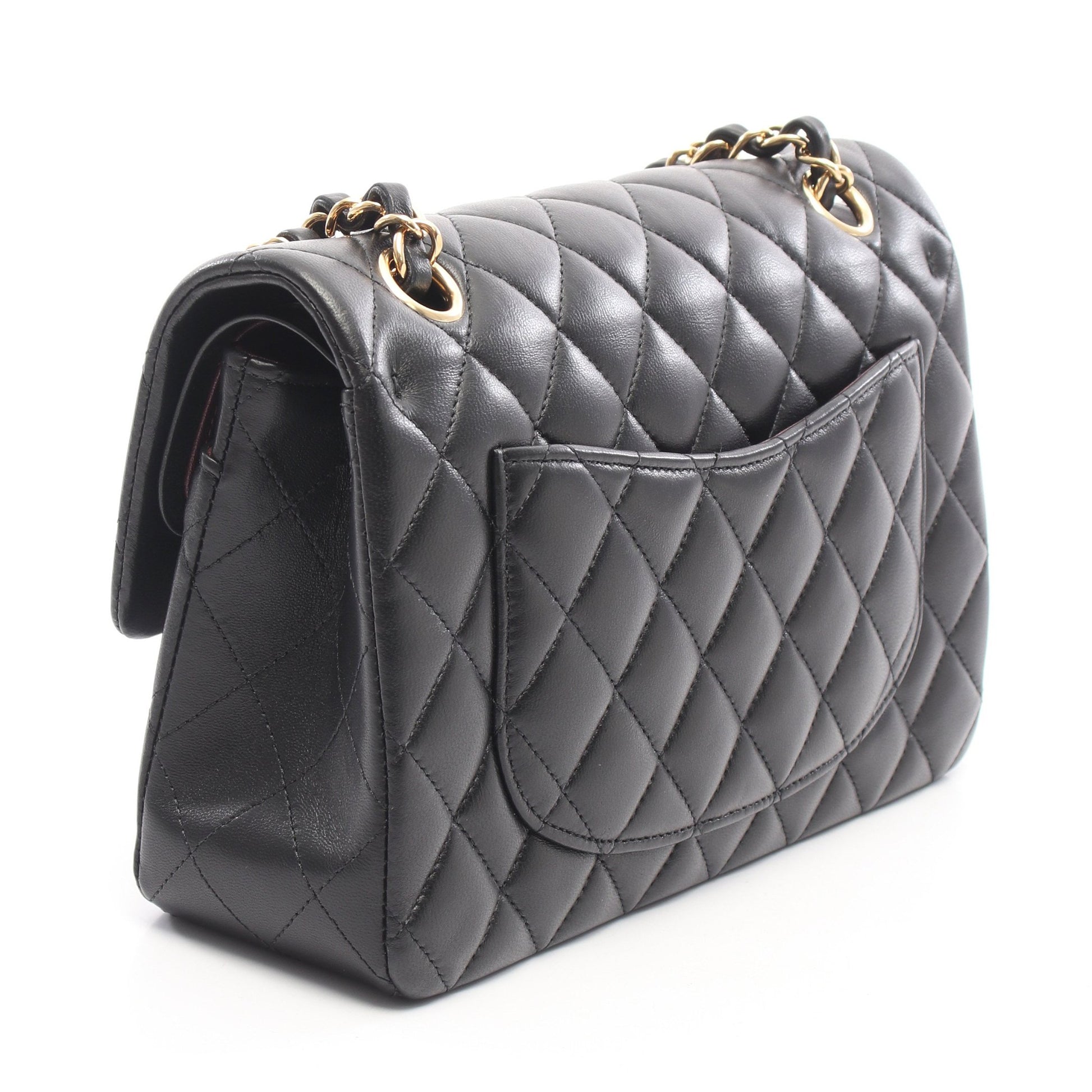 マトラッセ Wフラップ Wチェーンショルダーバッグ ラムスキン ブラック ゴールド金具 シャネル バッグ CHANEL
