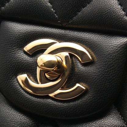 マトラッセ Wフラップ Wチェーンショルダーバッグ ラムスキン ブラック ゴールド金具 シャネル バッグ CHANEL