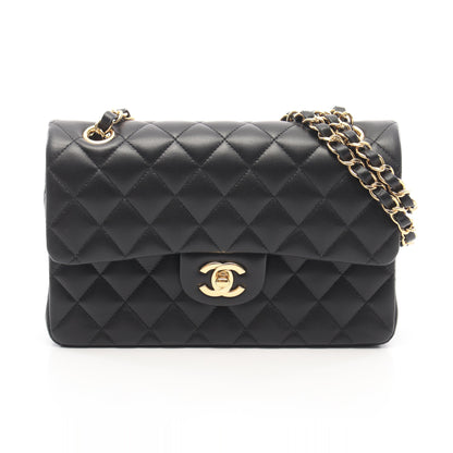 マトラッセ Wフラップ Wチェーンショルダーバッグ ラムスキン ブラック ゴールド金具 シャネル バッグ CHANEL