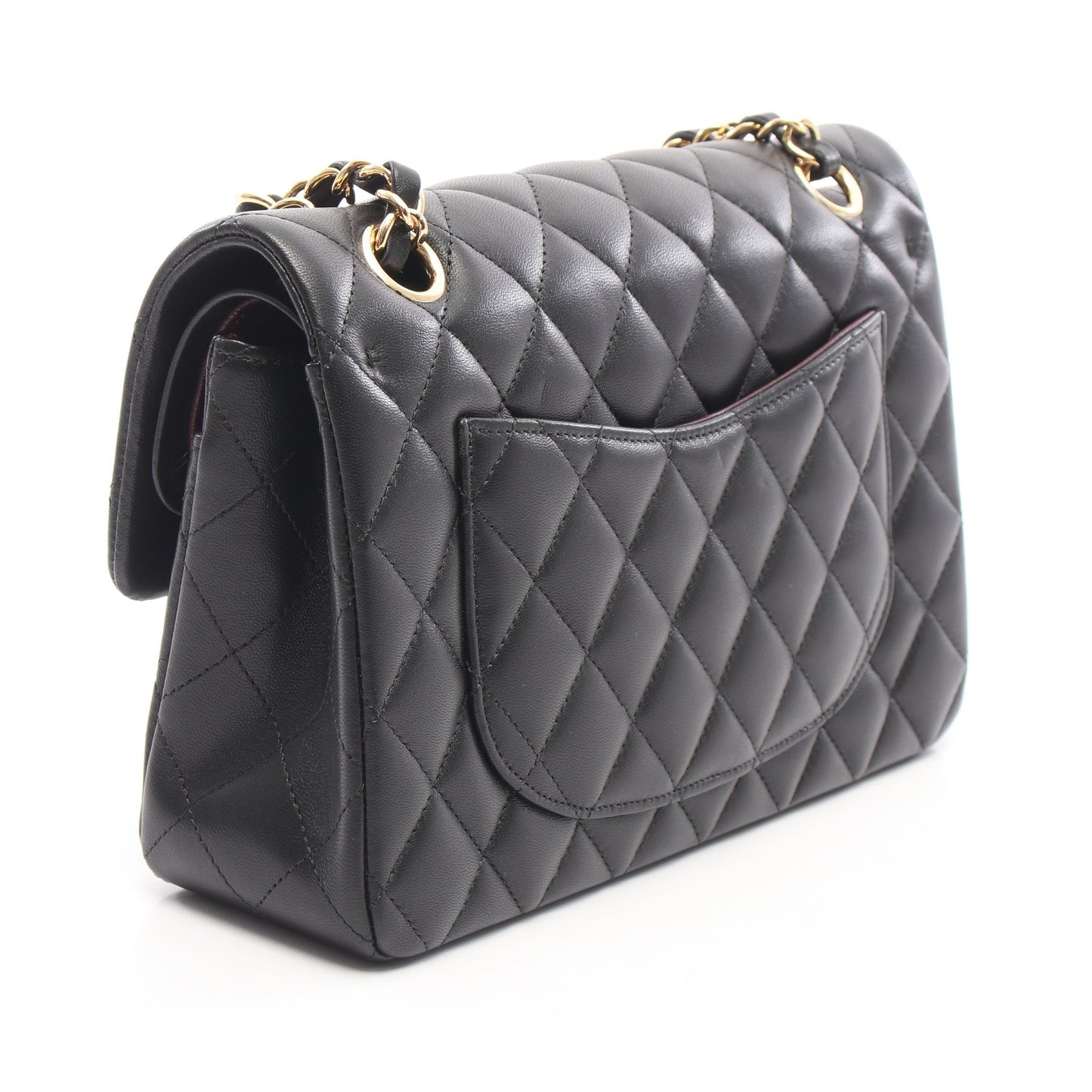 マトラッセ Wフラップ Wチェーンショルダーバッグ ラムスキン ブラック ゴールド金具 シャネル バッグ CHANEL