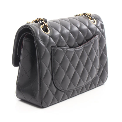 マトラッセ Wフラップ Wチェーンショルダーバッグ ラムスキン ブラック ゴールド金具 シャネル バッグ CHANEL