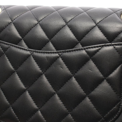 マトラッセ Wフラップ Wチェーンショルダーバッグ ラムスキン ブラック ゴールド金具 シャネル バッグ CHANEL