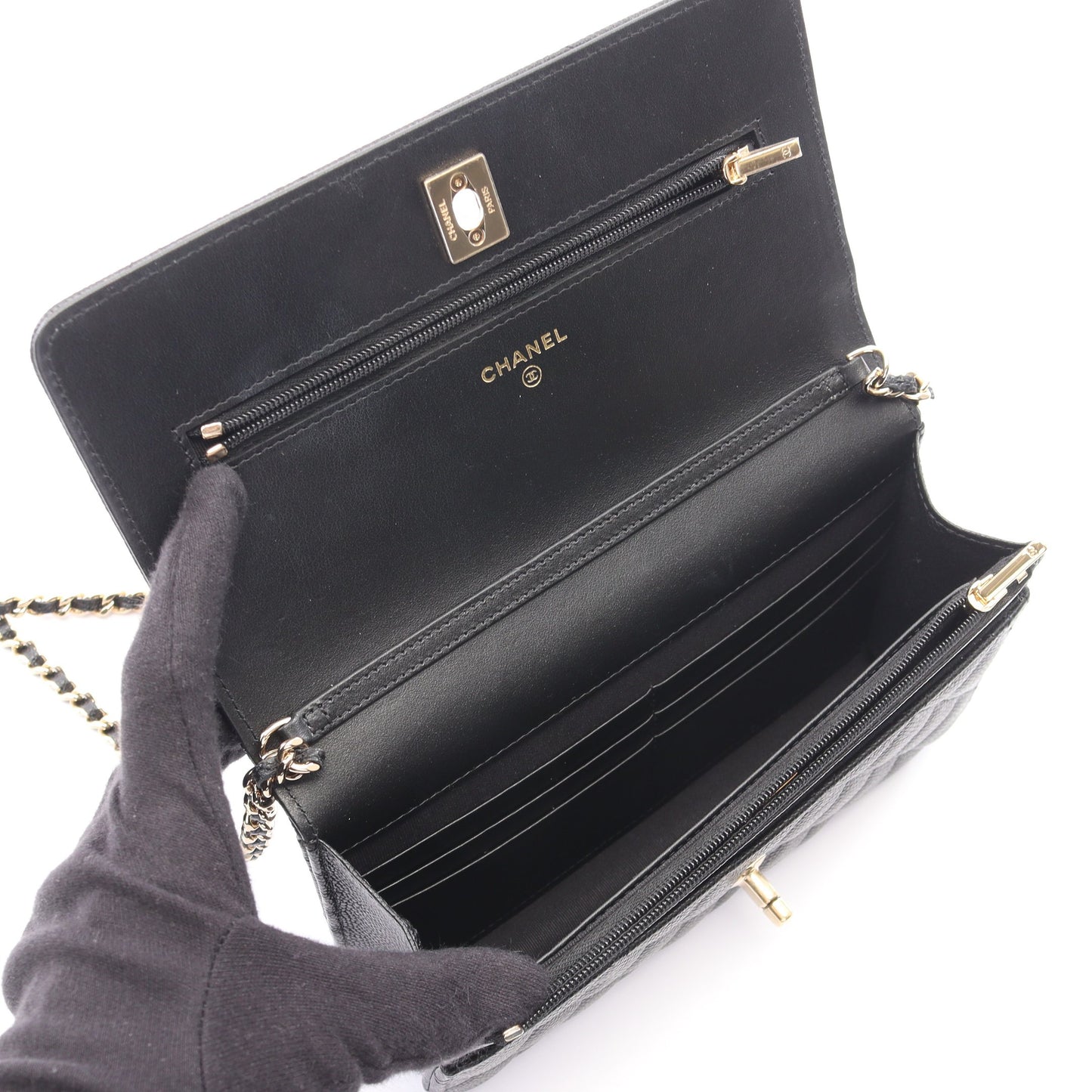 マトラッセ チェーンウォレット キャビアスキン ブラック ゴールド金具 シャネル バッグ CHANEL
