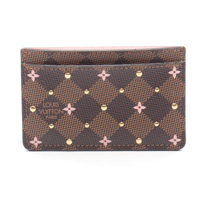 ポルト カルト サーンプル ダミエエベヌ スタッズ カードケース PVC ブラウン ピンク ルイヴィトン 財布・小物 LOUIS VUITTON