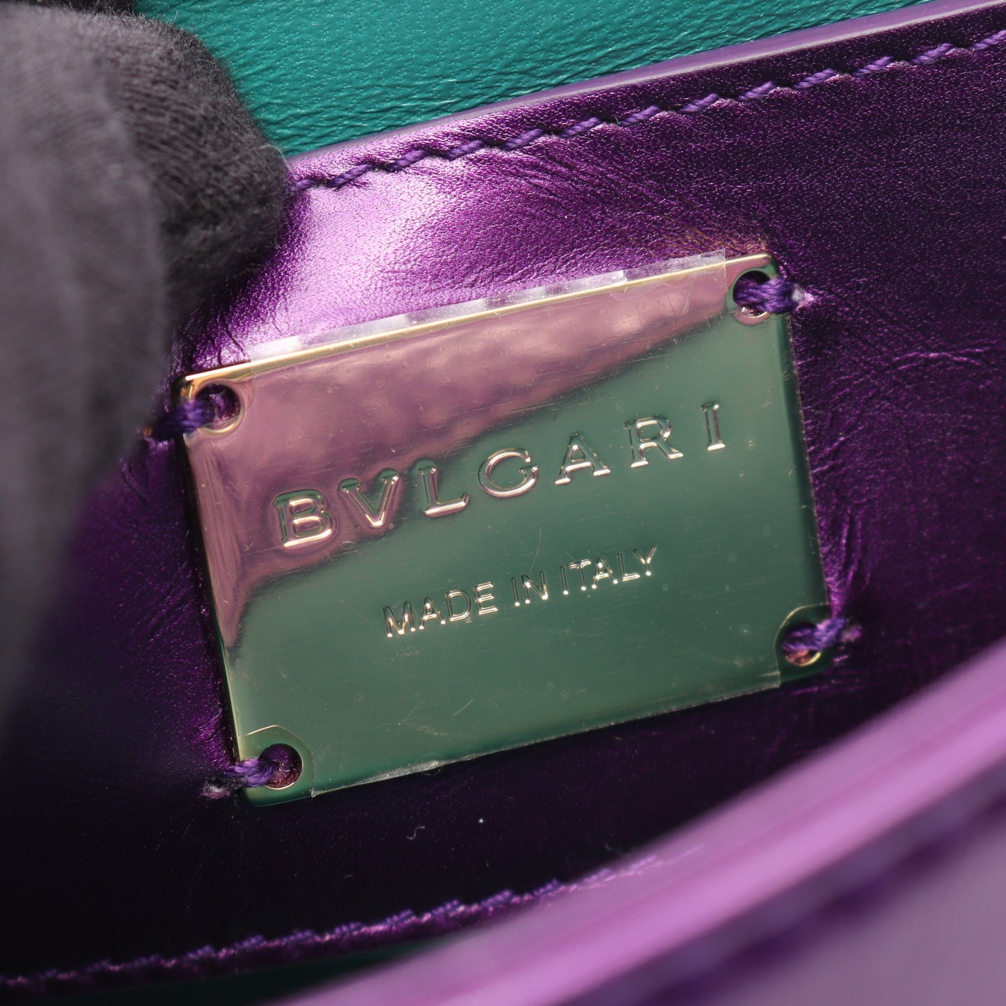 セルペンティ カボション ミニ 2WAY チェーンハンドバッグ レザー パープル ブルガリ バッグ BVLGARI