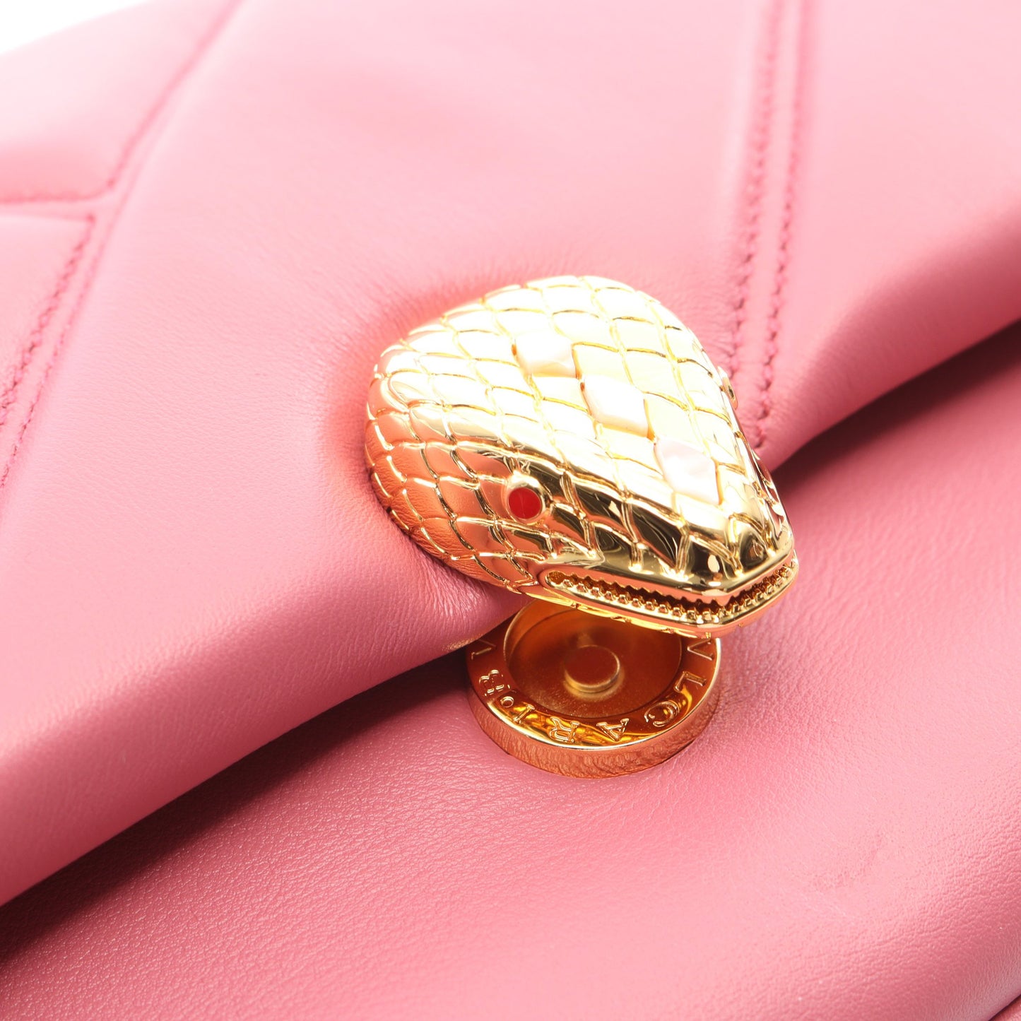 セルペンティ カボション 2WAY チェーンハンドバッグ レザー ピンク ブルガリ バッグ BVLGARI