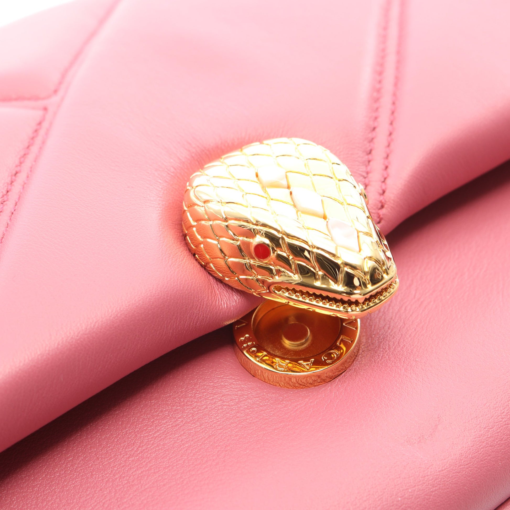 セルペンティ カボション 2WAY チェーンハンドバッグ レザー ピンク ブルガリ バッグ BVLGARI