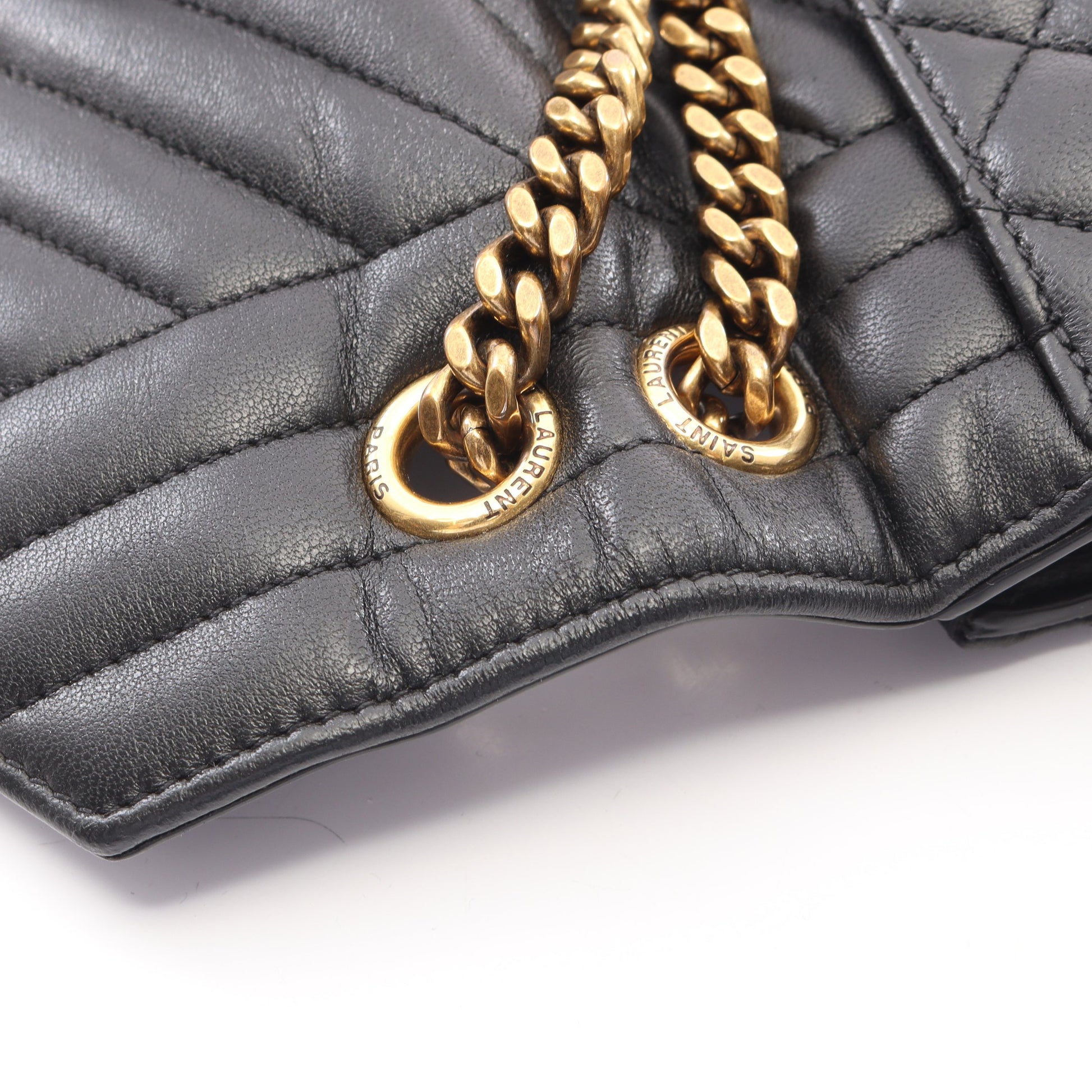 エンヴェロップ ミディアム チェーンショルダーバッグ レザー ブラック サンローランパリ バッグ SAINT LAURENT PARIS